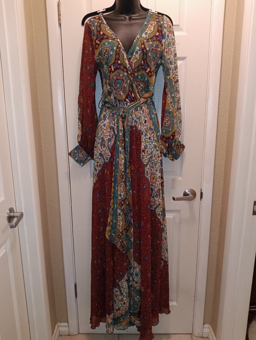 Meghan LA Bohemian Patchwork Maxi Dress in Multicolor Sz S - Picture 1 of 5